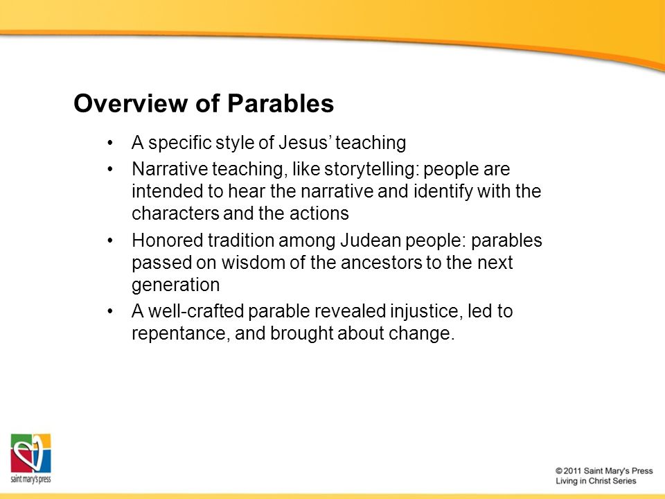 Overview of Parables A specific style of Jesus’ teaching