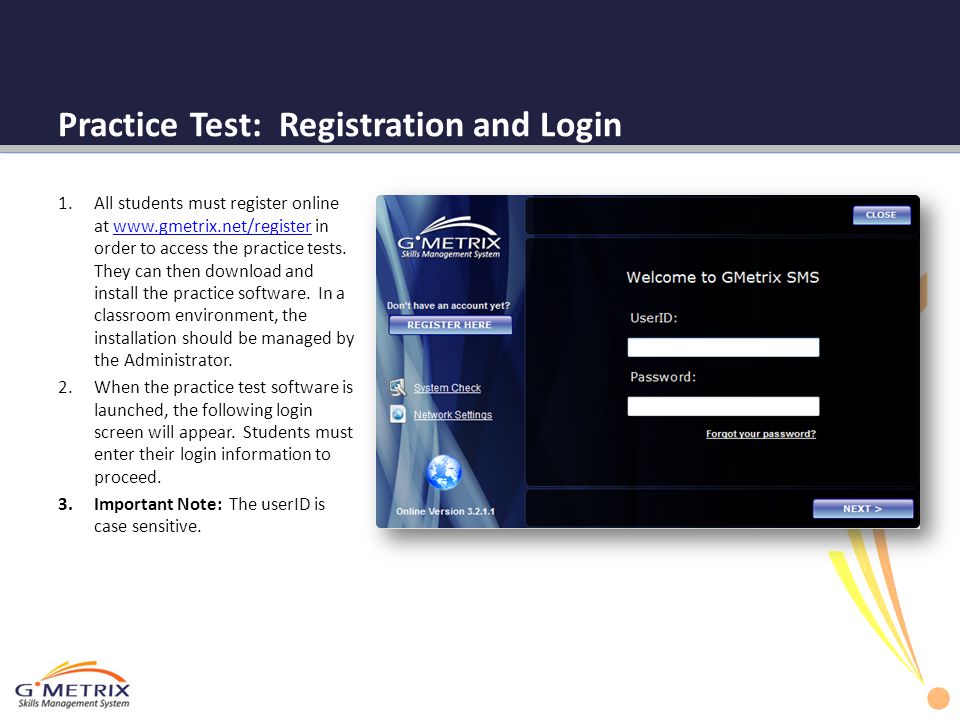 Practice Test: Registration and Login