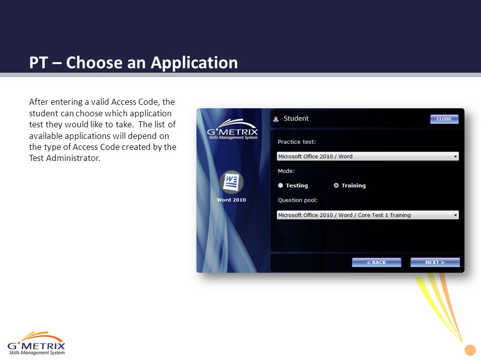 PT – Choose an Application