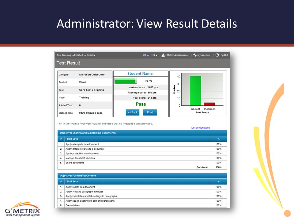 Administrator: View Result Details