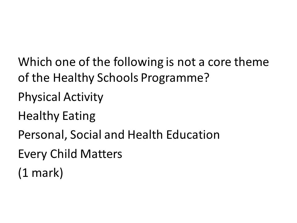 Which one of the following is not a core theme of the Healthy Schools Programme.