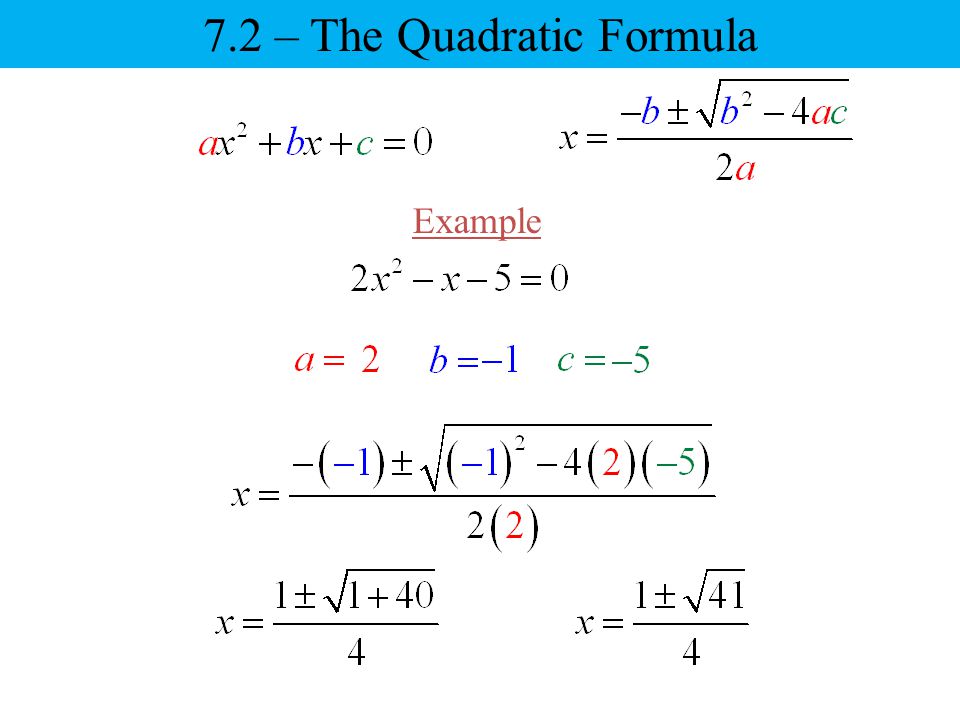 7.2 – The Quadratic Formula