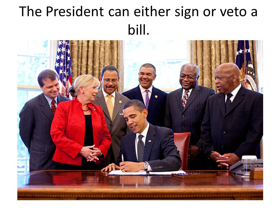 The President can either sign or veto a bill.