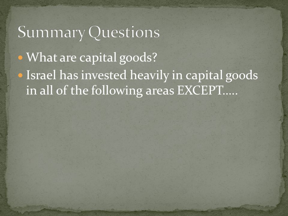 Summary Questions What are capital goods
