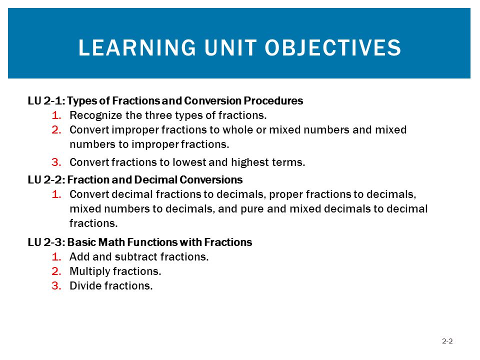Learning unit objectives