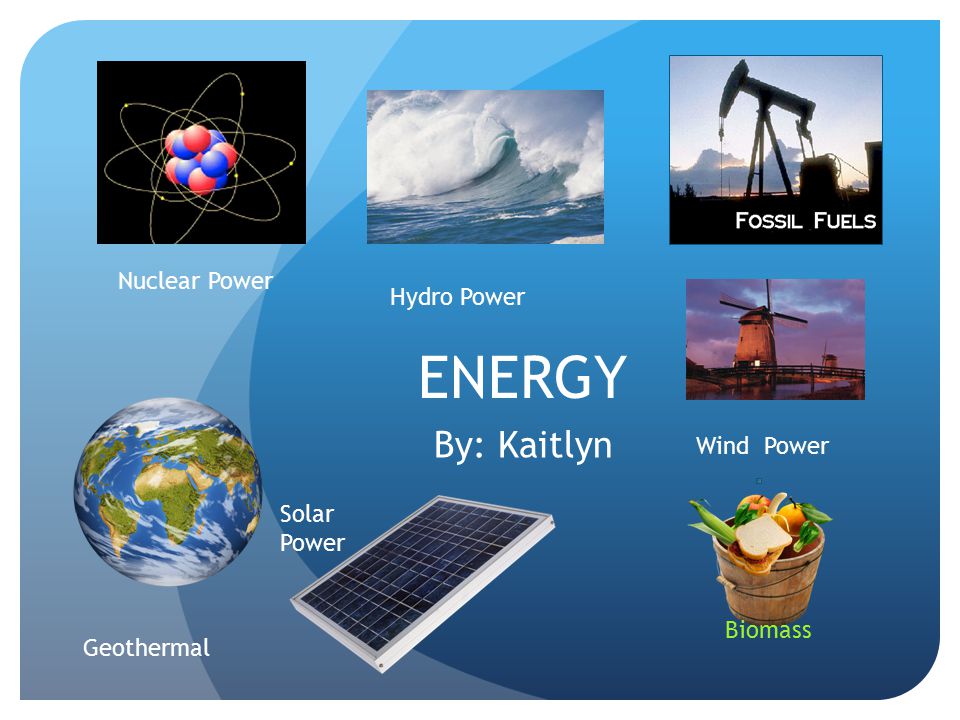 ENERGY By: Kaitlyn Nuclear Power Hydro Power Wind Power Solar Power
