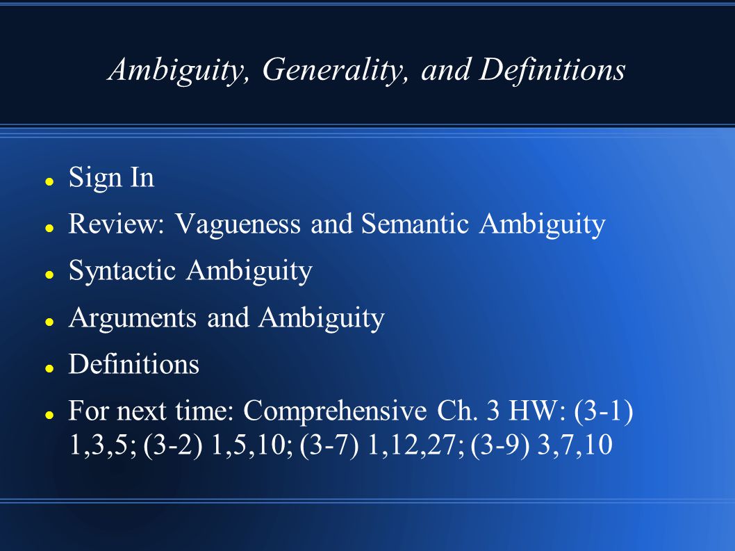 Ambiguity, Generality, and Definitions
