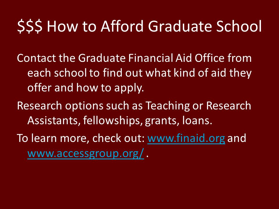 $$$ How to Afford Graduate School
