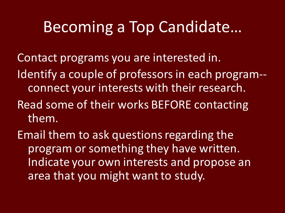 Becoming a Top Candidate…
