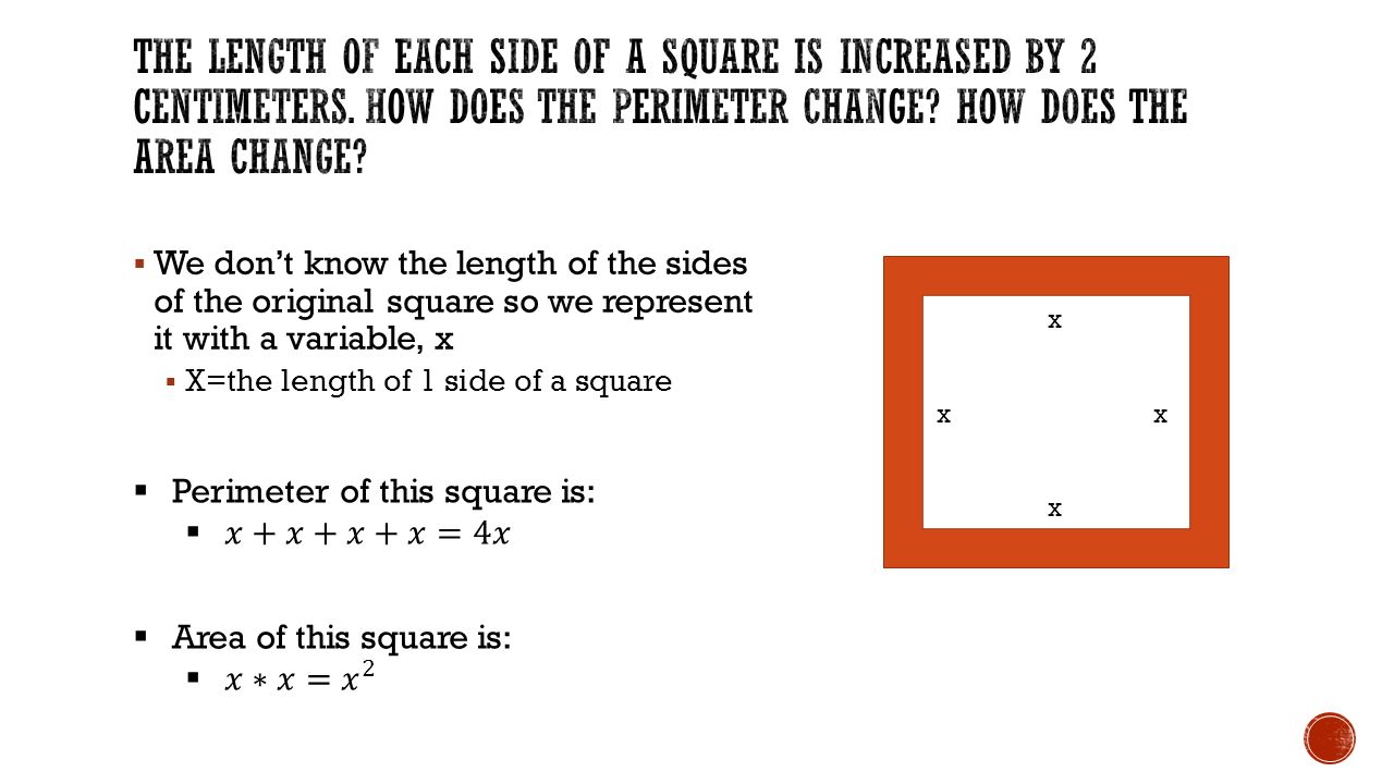 The length of each side of a square is increased by 2 centimeters