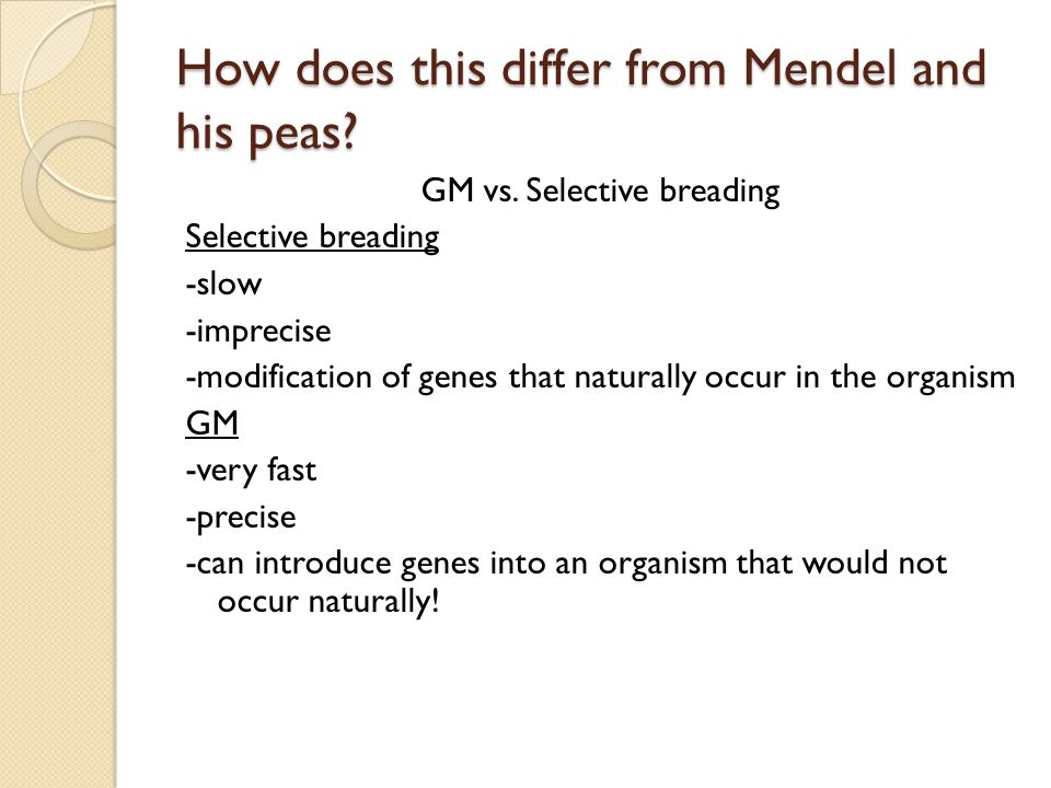 How does this differ from Mendel and his peas