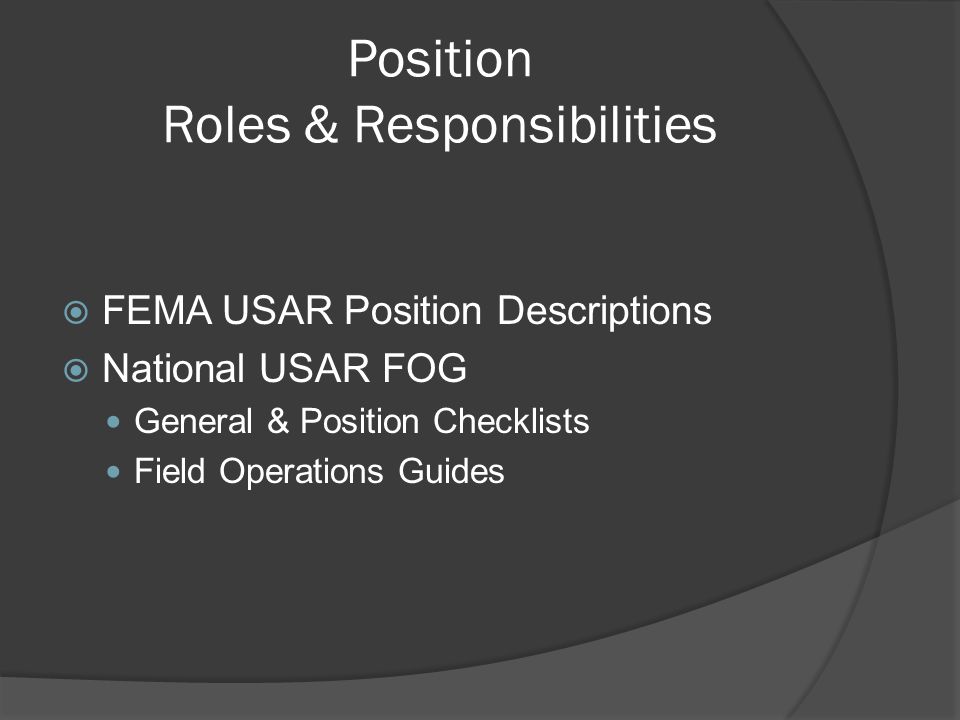 Position Roles & Responsibilities