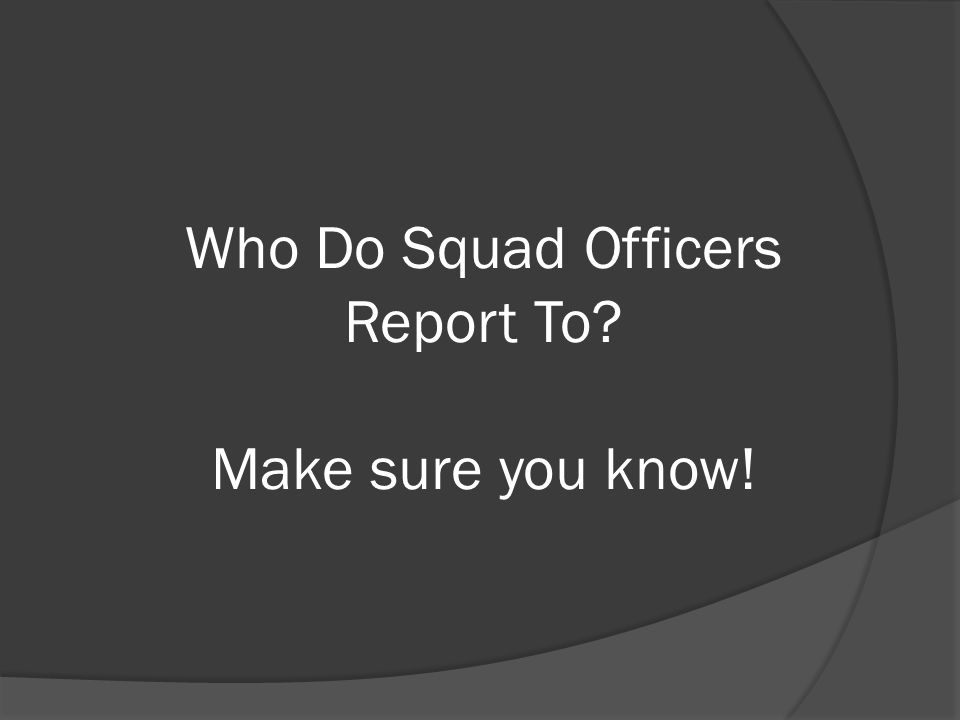 Who Do Squad Officers Report To Make sure you know!