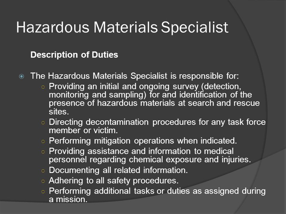 Hazardous Materials Specialist