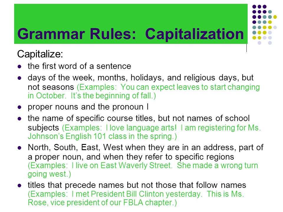 Grammar Rules: Capitalization