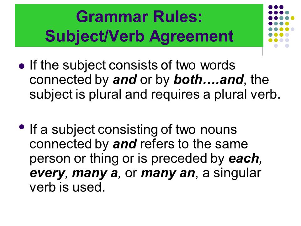 Grammar Rules: Subject/Verb Agreement