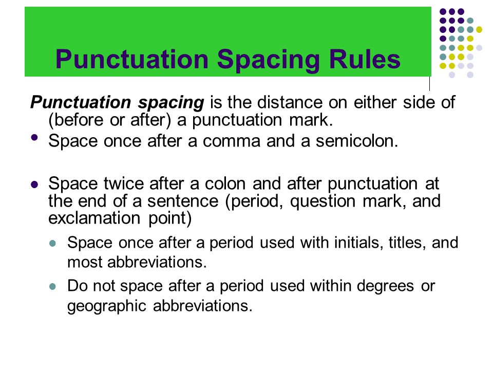 Punctuation Spacing Rules