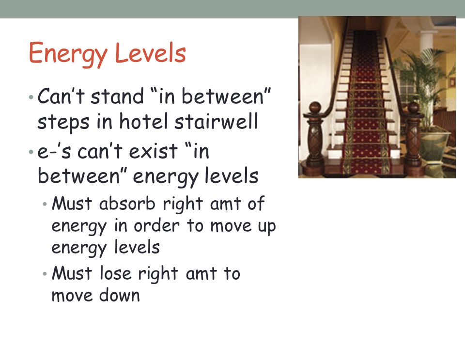 Energy Levels Can’t stand in between steps in hotel stairwell