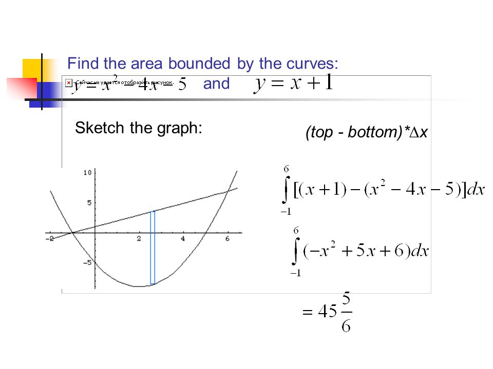 Find the area bounded by the curves: and