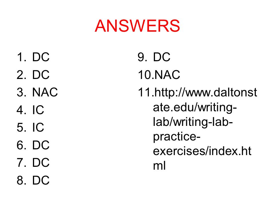 ANSWERS DC NAC   IC