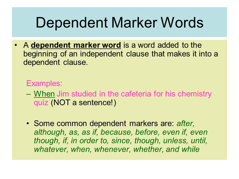 Dependent Marker Words