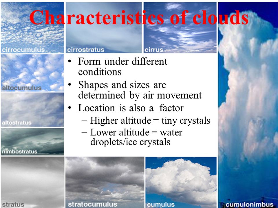 Characteristics of clouds