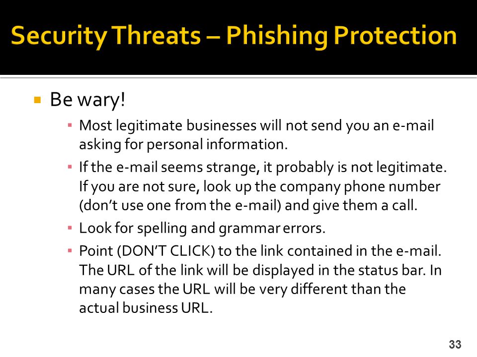 Security Threats – Phishing Protection