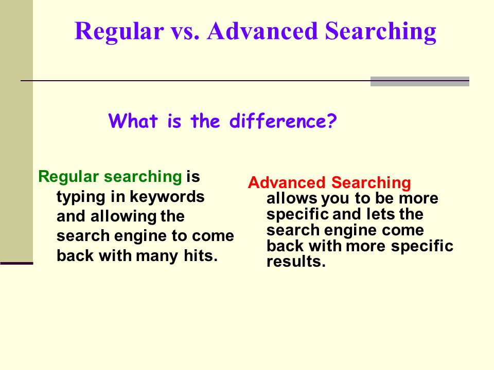 Regular vs. Advanced Searching
