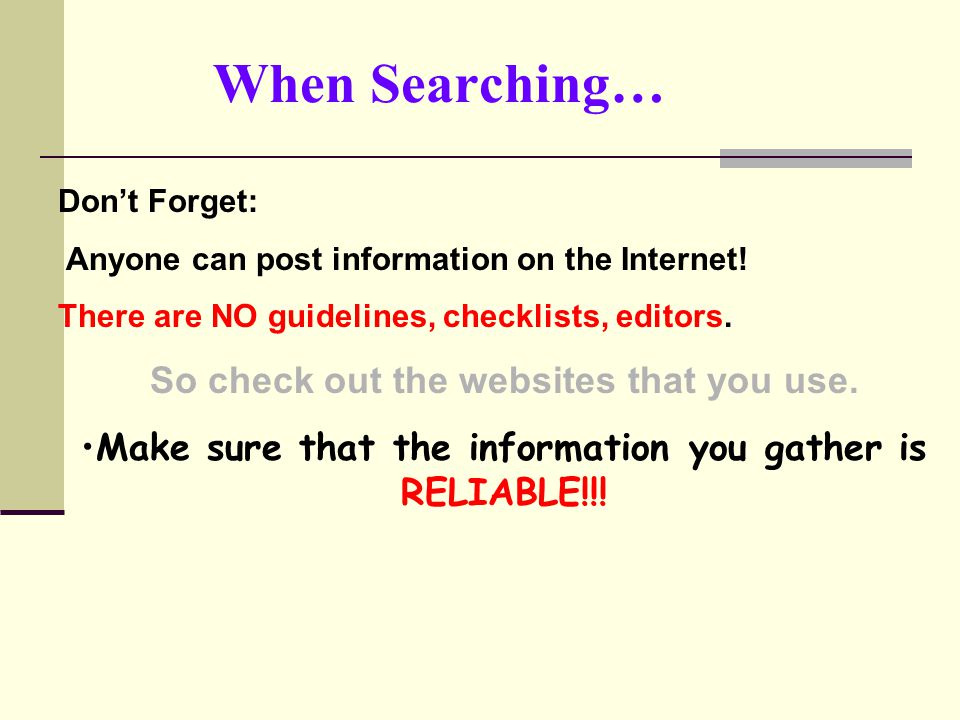 When Searching… So check out the websites that you use.