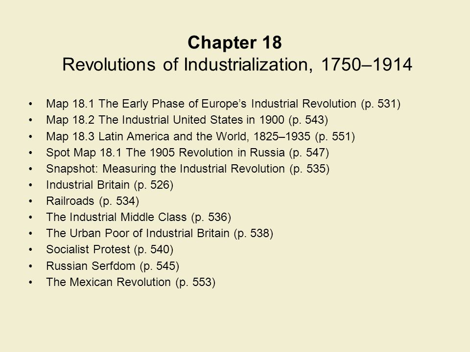 Chapter 18 Revolutions of Industrialization, 1750–1914
