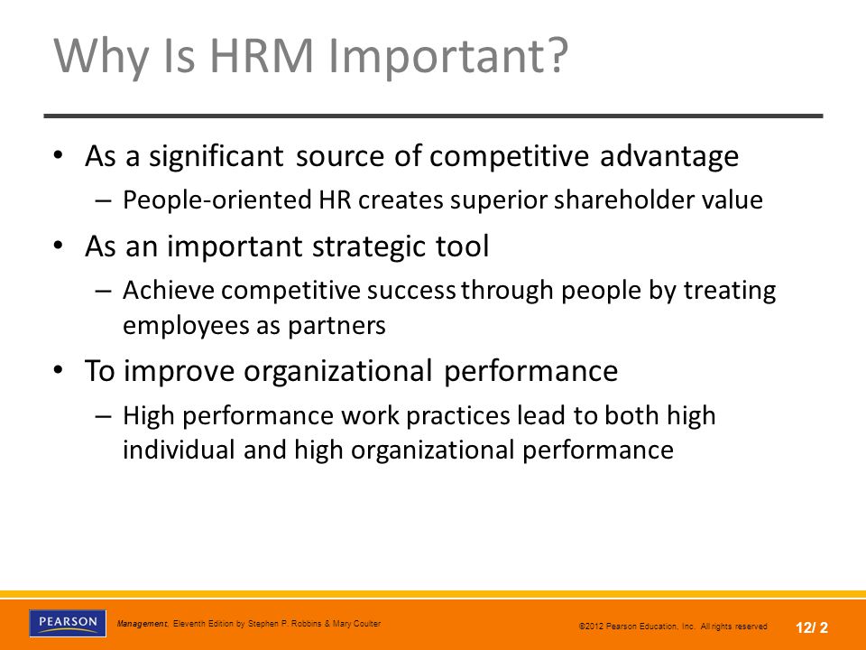 Why Is HRM Important As a significant source of competitive advantage