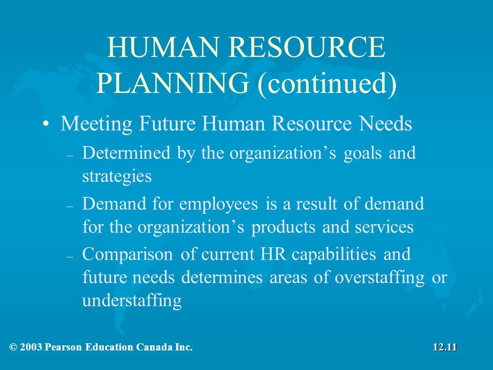 HUMAN RESOURCE PLANNING (continued)