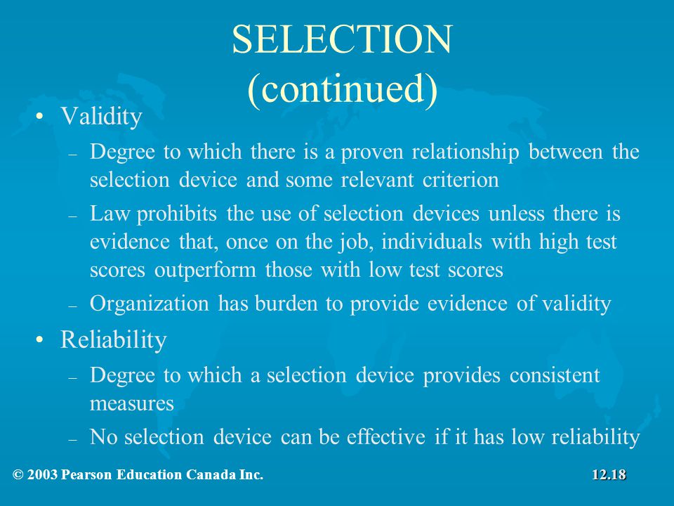 SELECTION (continued)