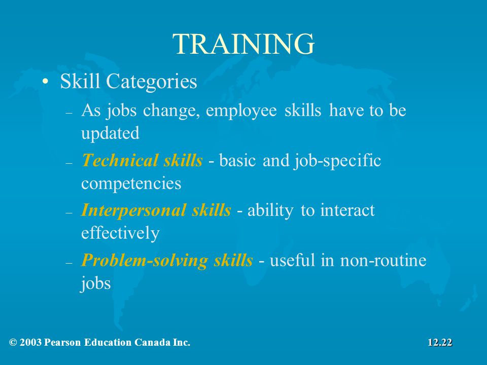 TRAINING Skill Categories