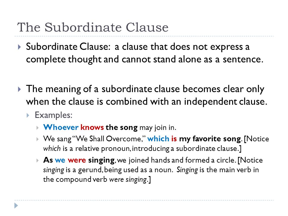 The Subordinate Clause