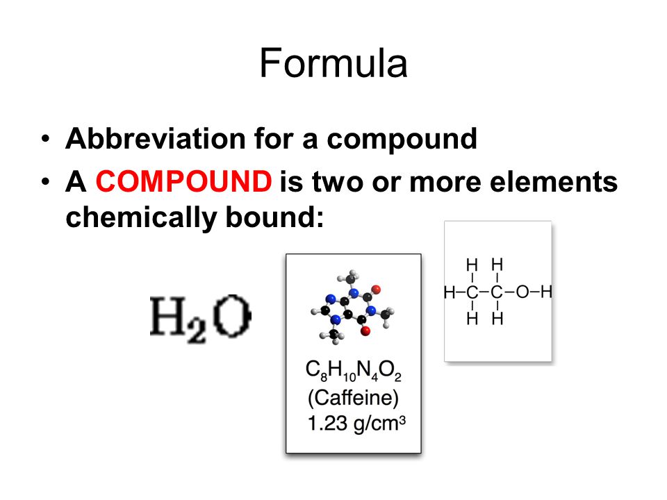 Formula Abbreviation for a compound