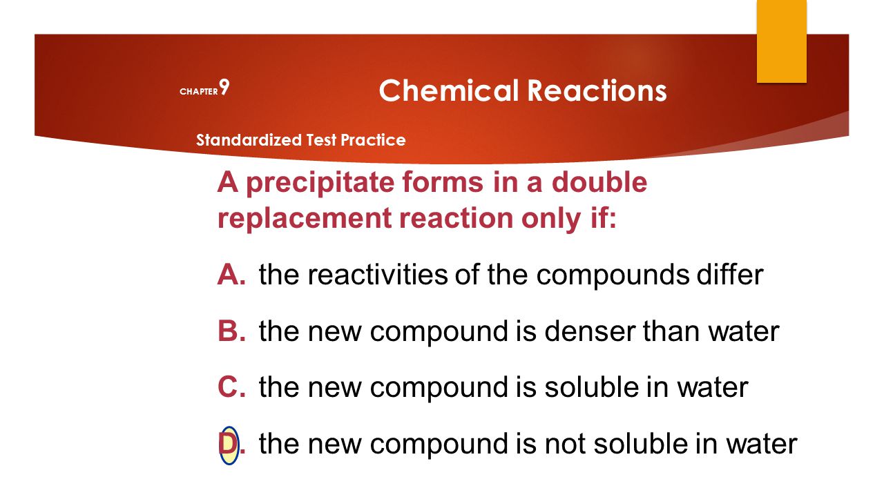 A precipitate forms in a double replacement reaction only if: