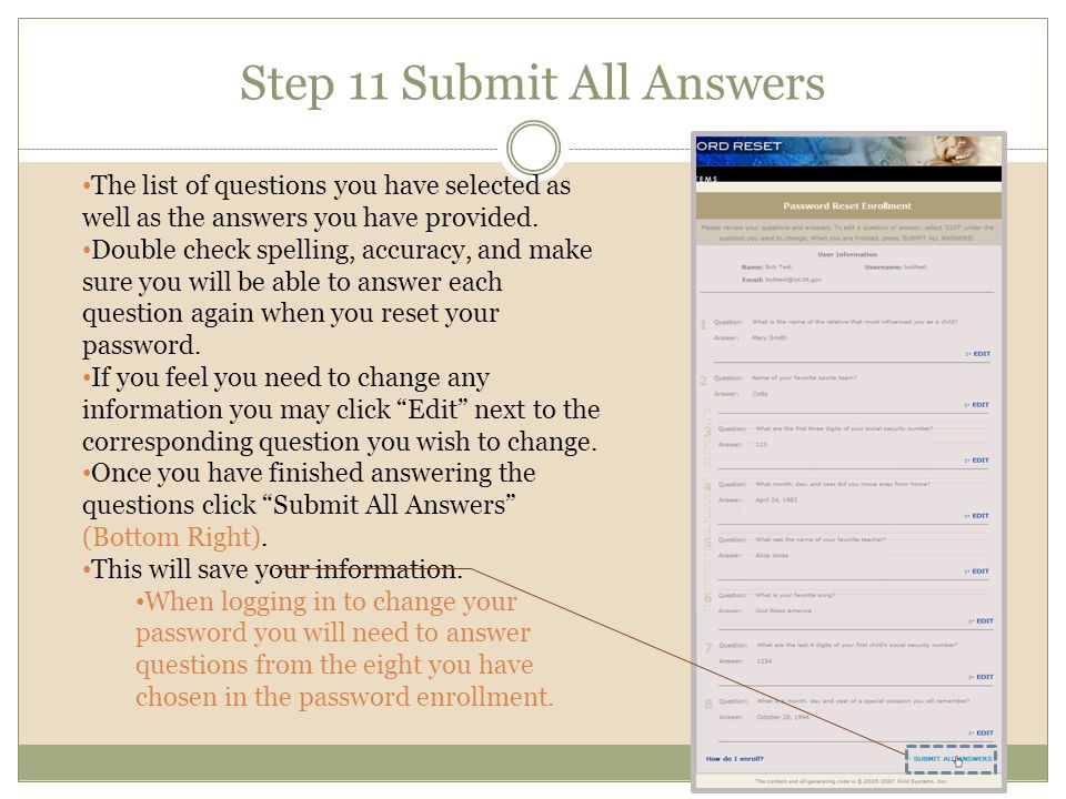 Step 11 Submit All Answers