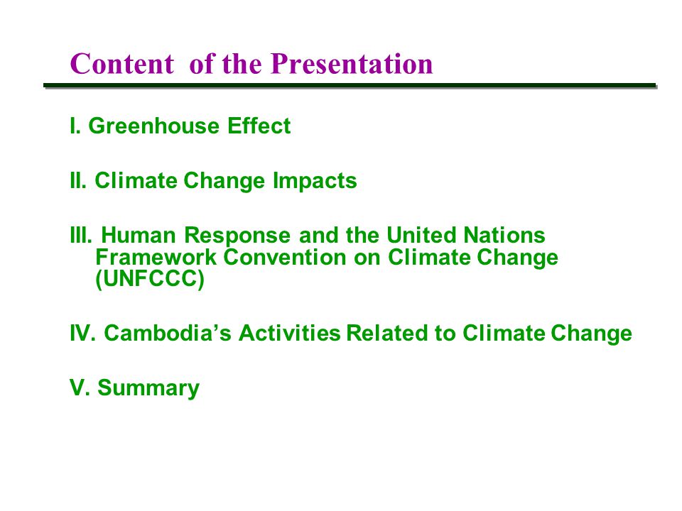 Content of the Presentation