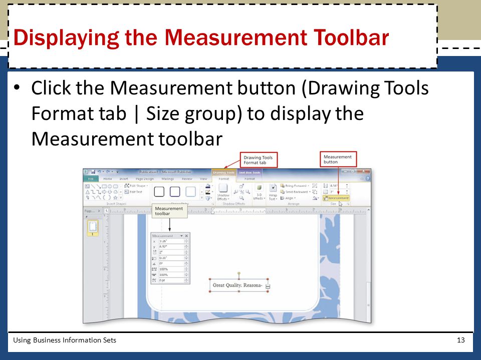 Displaying the Measurement Toolbar