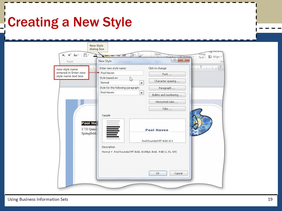 Creating a New Style Using Business Information Sets