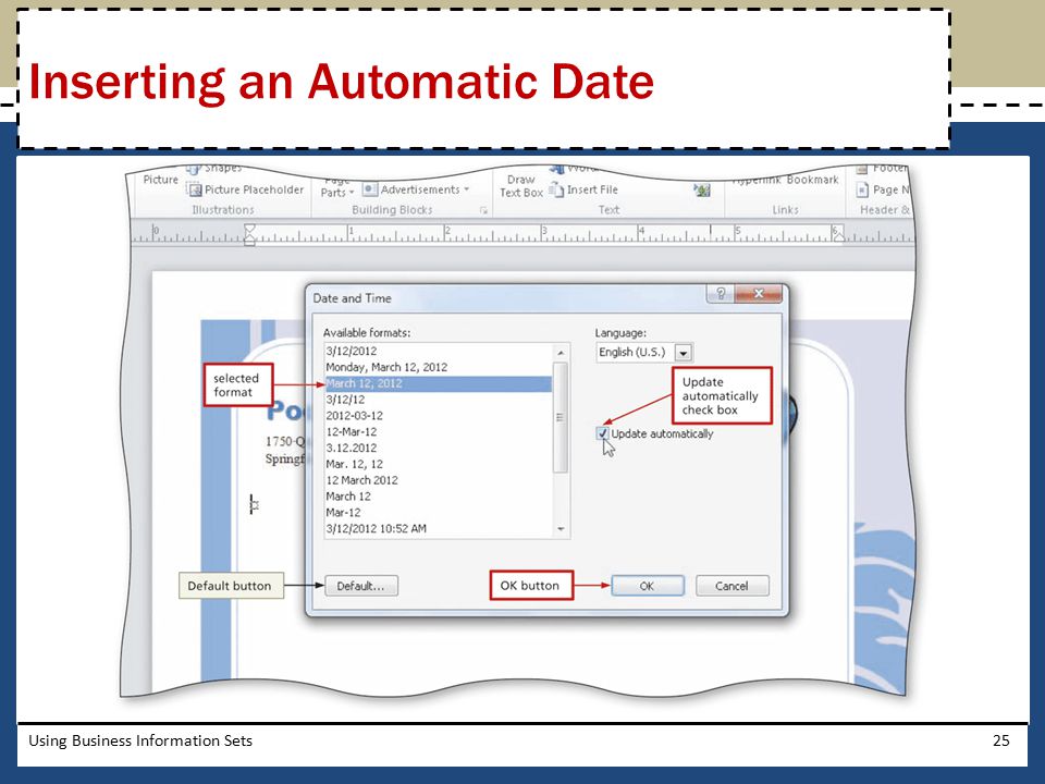 Inserting an Automatic Date
