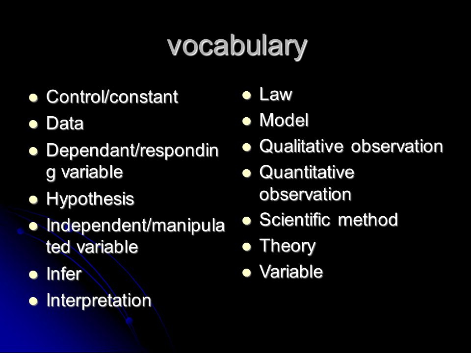 vocabulary Control/constant Law Data Model Qualitative observation