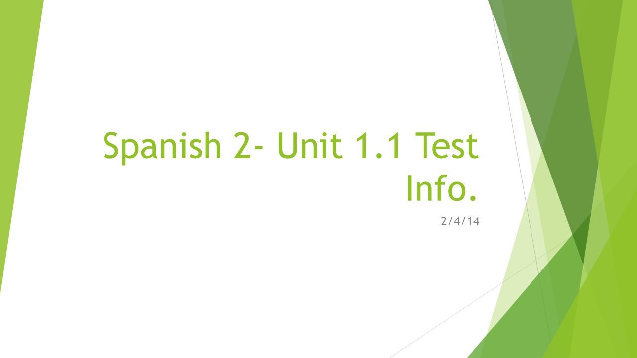 Spanish 2- Unit 1.1 Test Info.