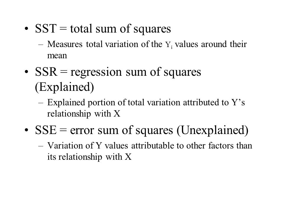 SST = total sum of squares