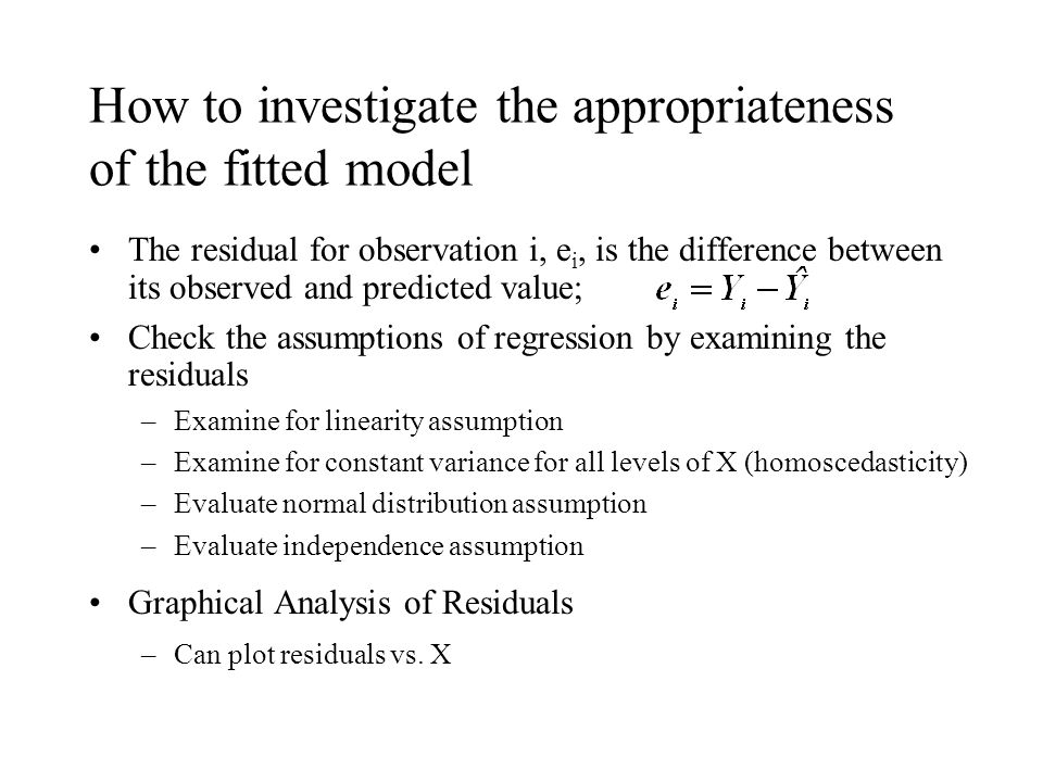 How to investigate the appropriateness of the fitted model