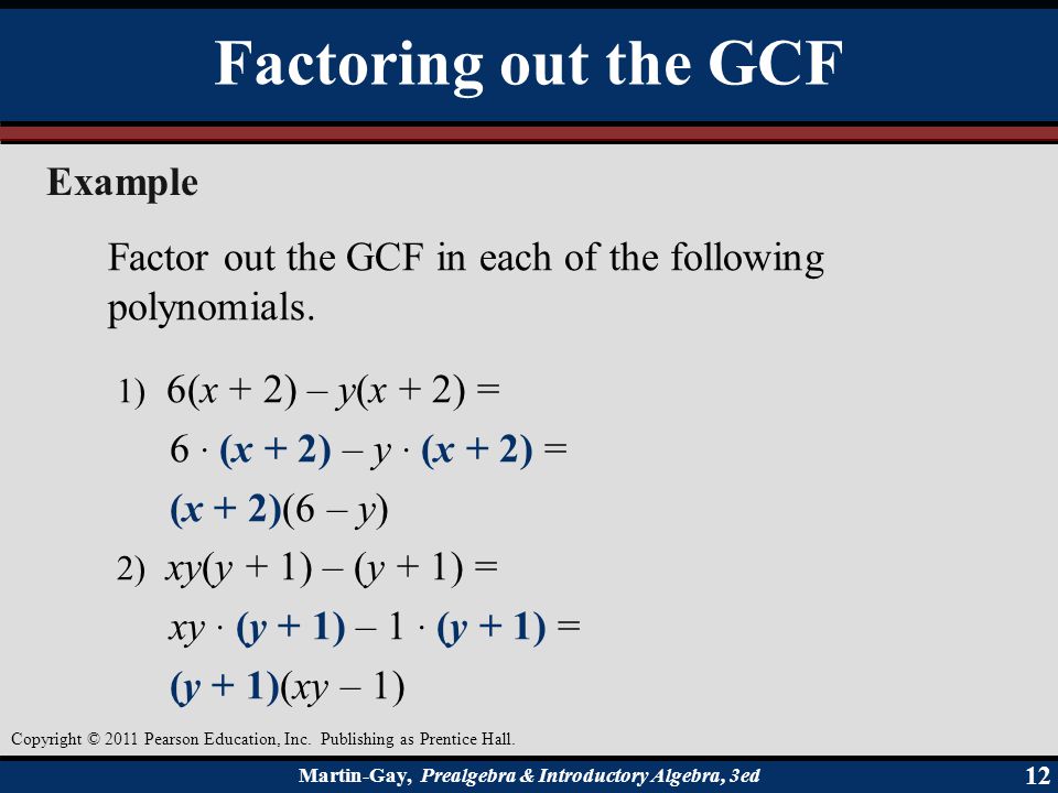Factoring out the GCF Example
