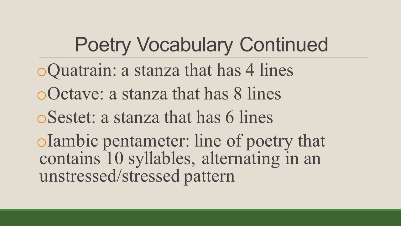 Poetry Vocabulary Continued