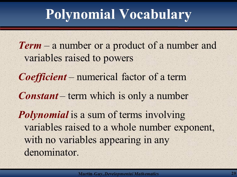 Polynomial Vocabulary