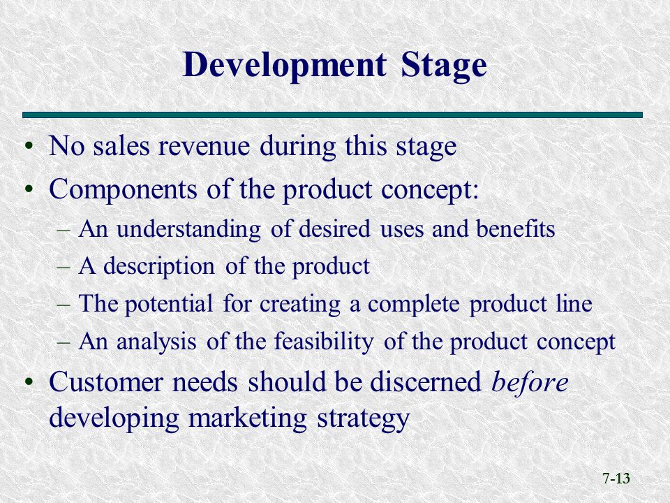Development Stage No sales revenue during this stage